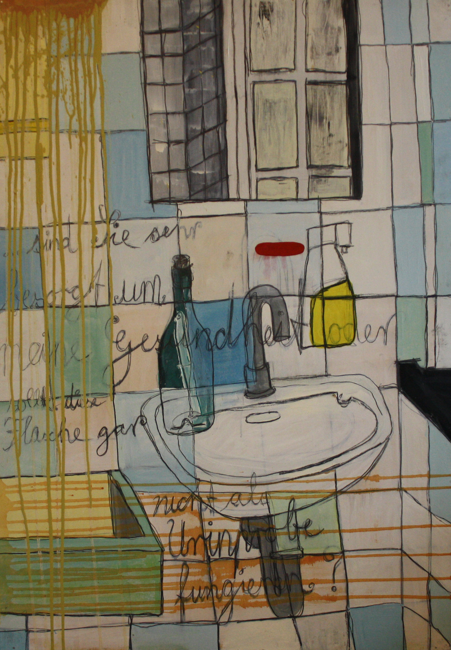 Flaschenpost Nr.: 11 / 29.06.00 / Herren WC Musikhalle (Künstlereingang / ...sind Sie sehr besorgt um meine Gesundheit oder sollte diese Flasche gar nicht als Urinprobe fungieren?