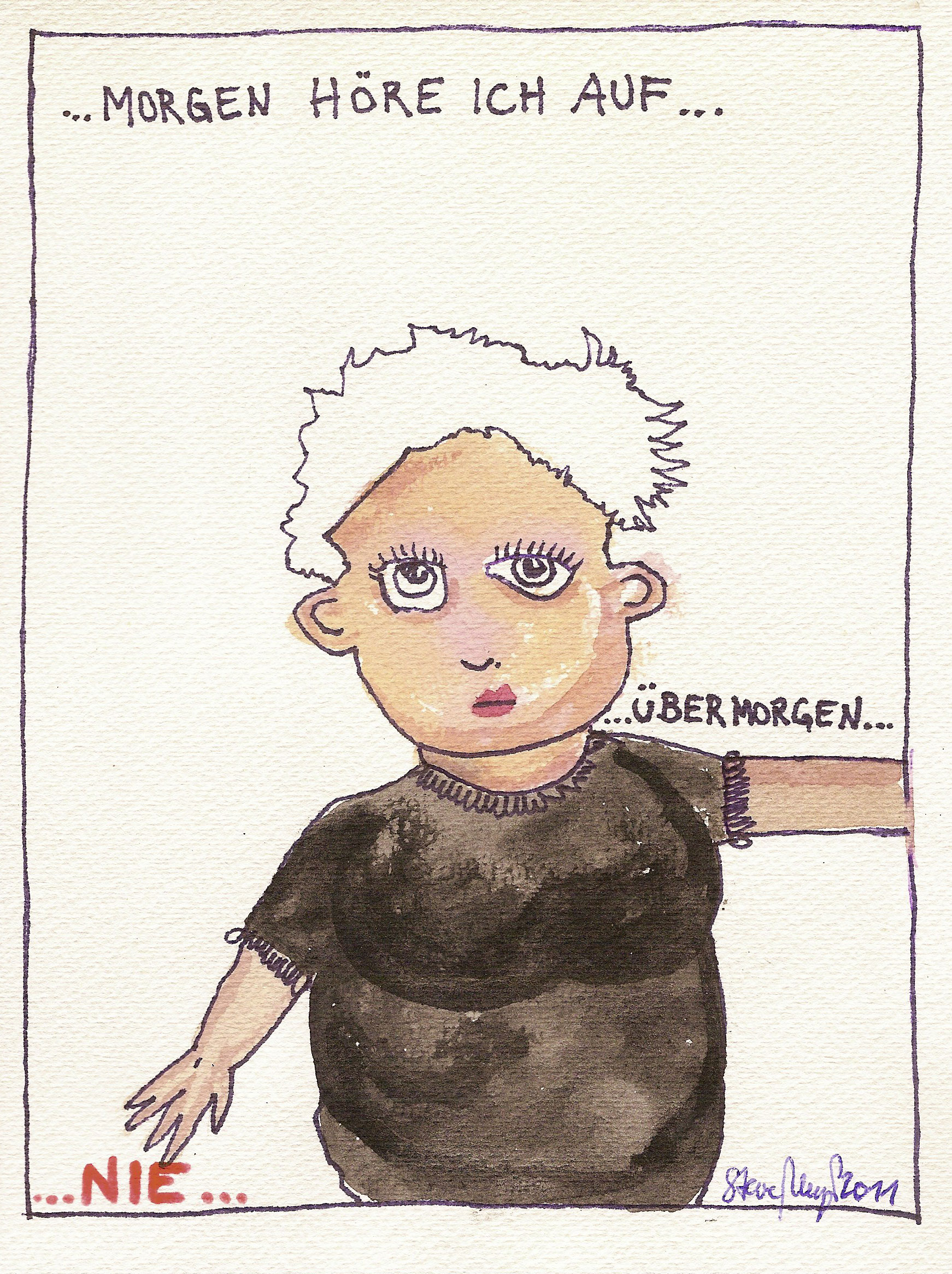 Ohne Titel, Mischtechnik auf Papier, ca. 20 cm x 15 cm, (Privatbesitz)