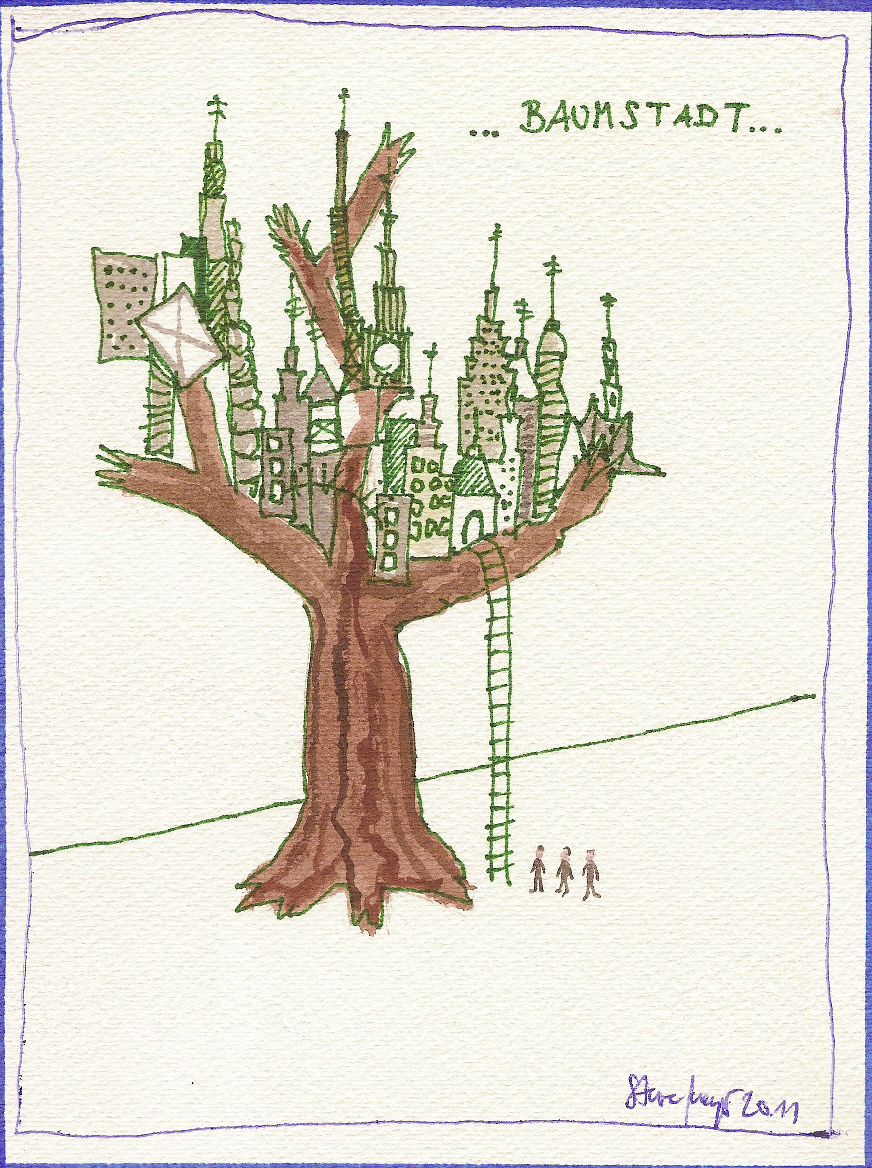 Ohne Titel, Mischtechnik auf Papier, ca. 20 cm x 15 cm, (Privatbesitz)