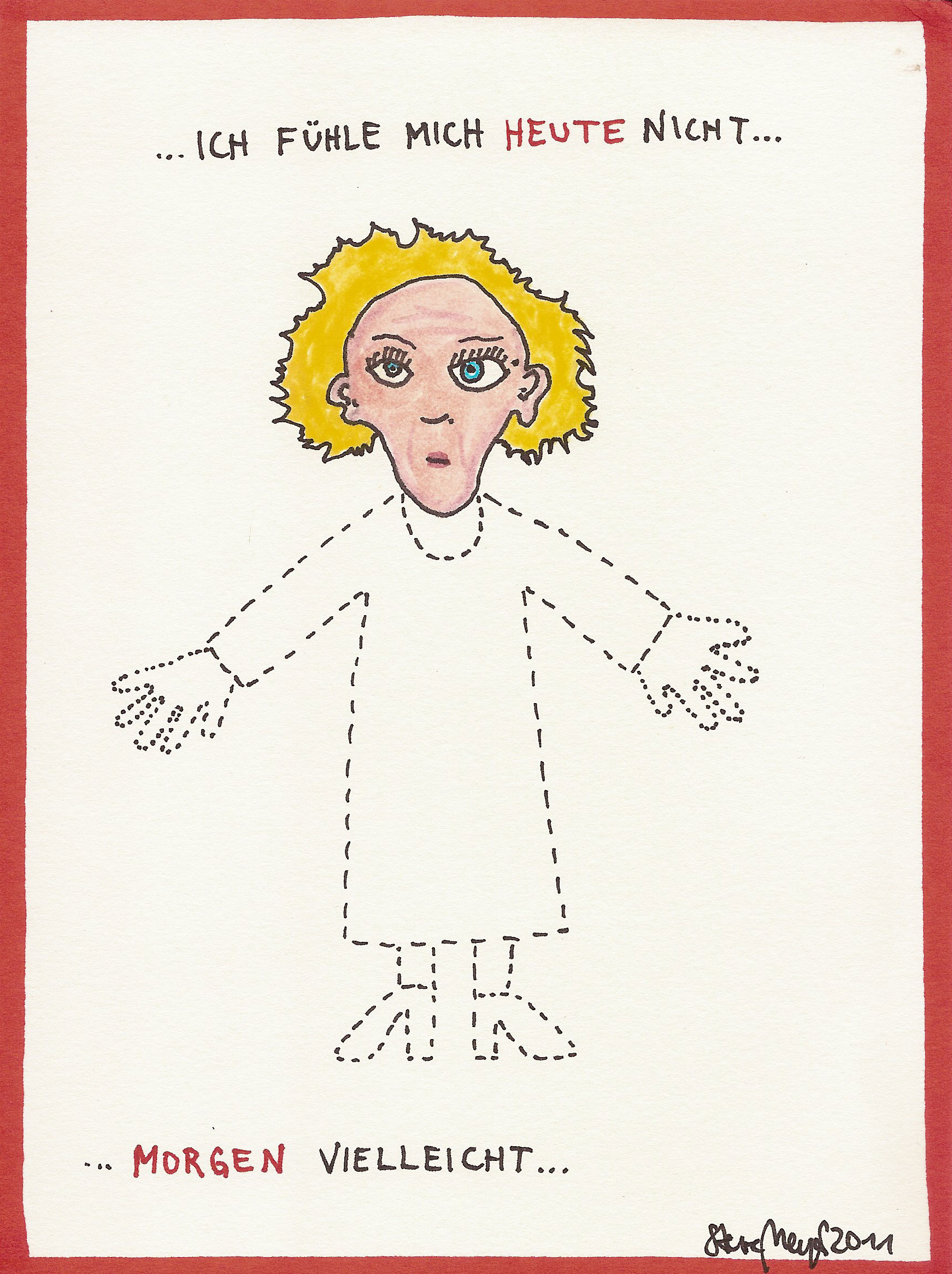 Ohne Titel, Mischtechnik auf Papier, ca. 20 cm x 15 cm, (Privatbesitz)