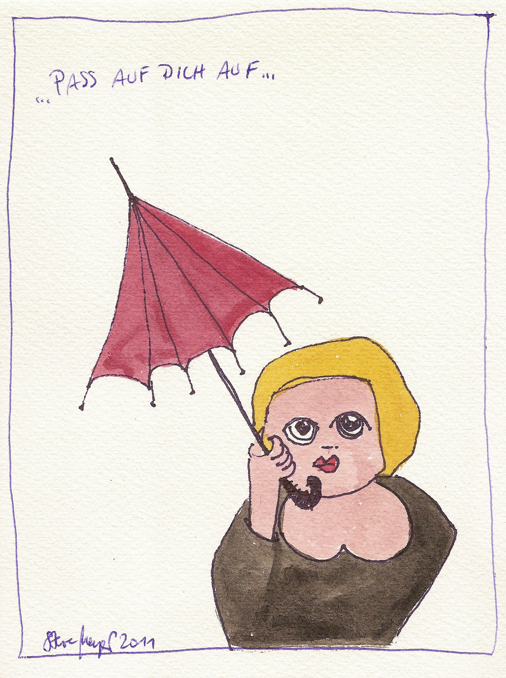 Ohne Titel, Mischtechnik auf Papier, ca. 20 cm x 15 cm, (Privatbesitz)