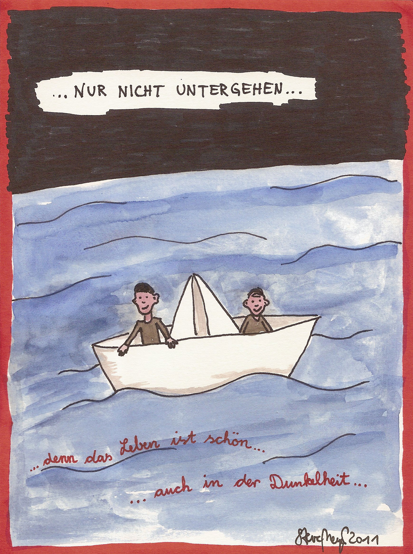 Ohne Titel, Mischtechnik auf Papier, ca. 20 cm x 15 cm, (Privatbesitz)