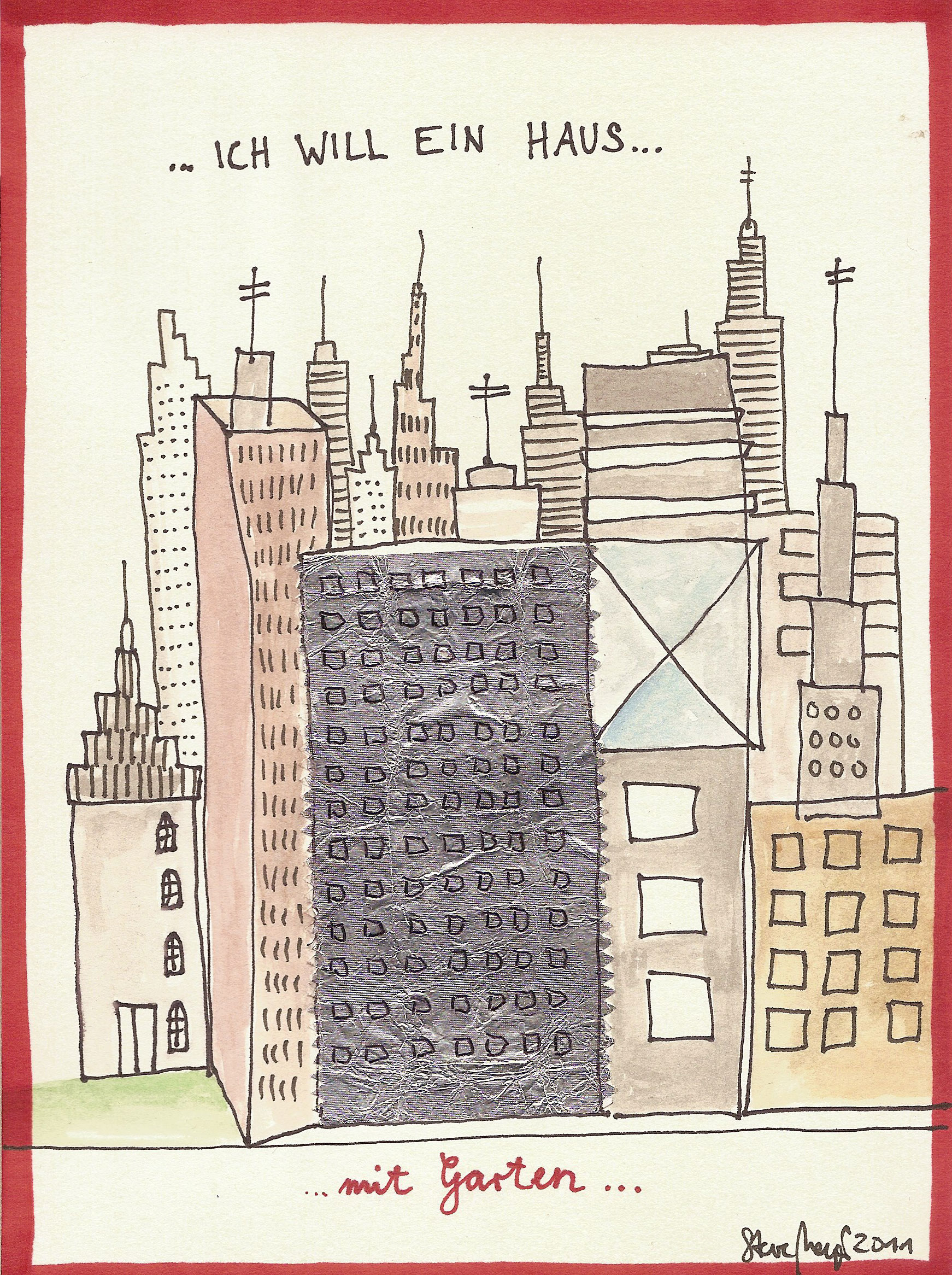 Ohne Titel, Mischtechnik auf Papier, ca. 20 cm x 15 cm, (Privatbesitz)