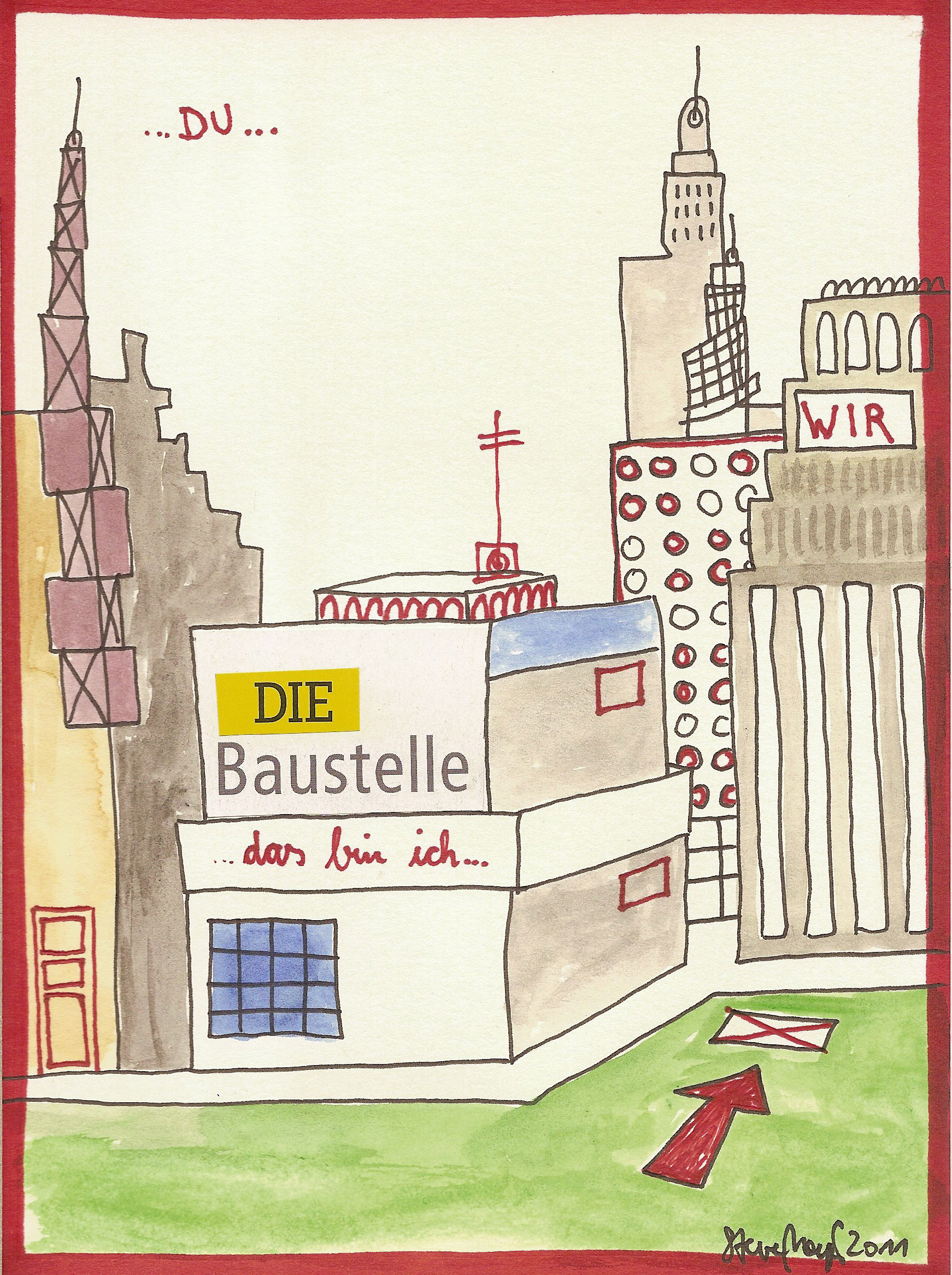 Ohne Titel, Mischtechnik auf Papier, ca. 20 cm x 15 cm, (Privatbesitz)