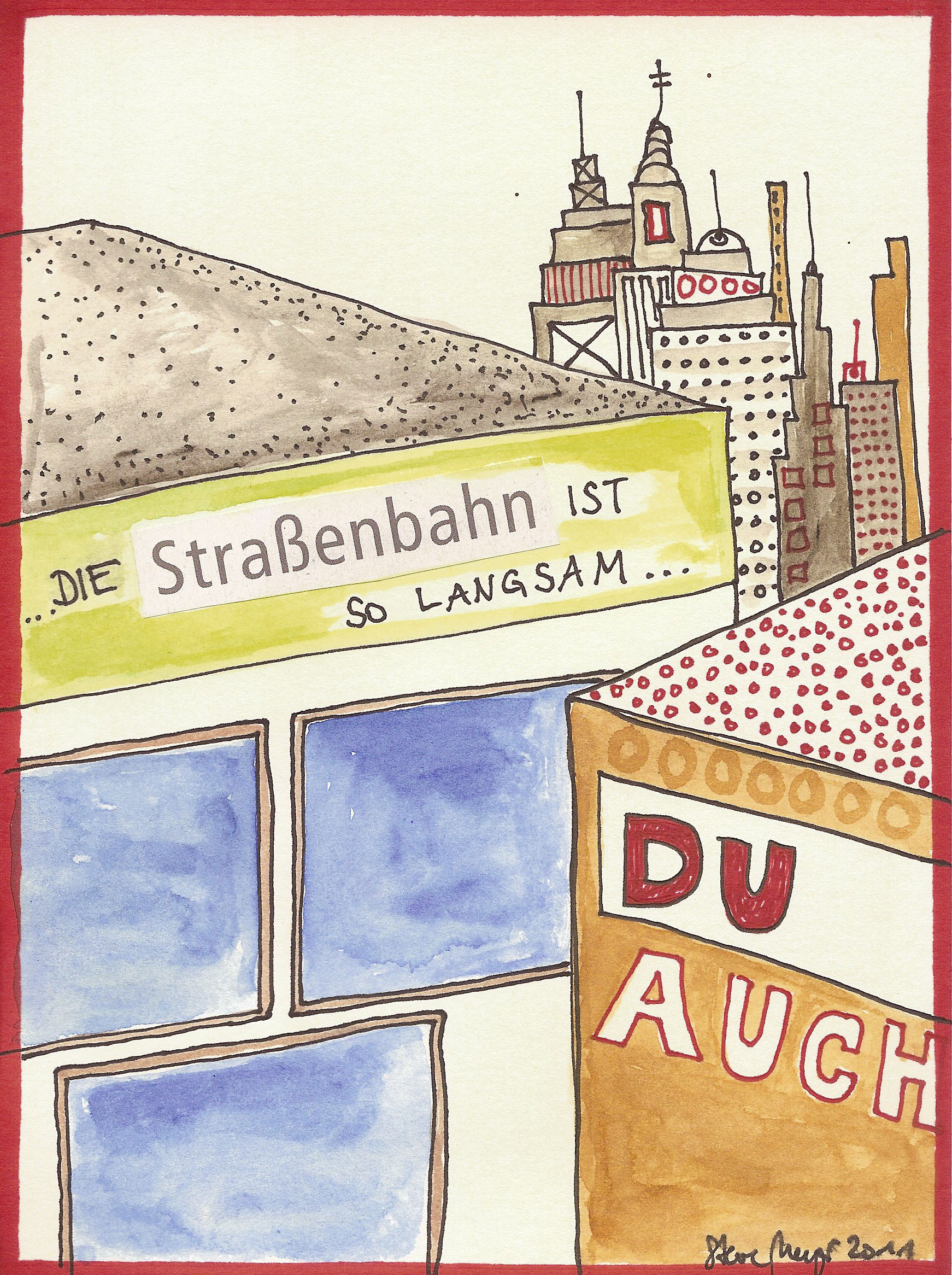 Ohne Titel, Mischtechnik auf Papier, ca. 20 cm x 15 cm, (Privatbesitz)