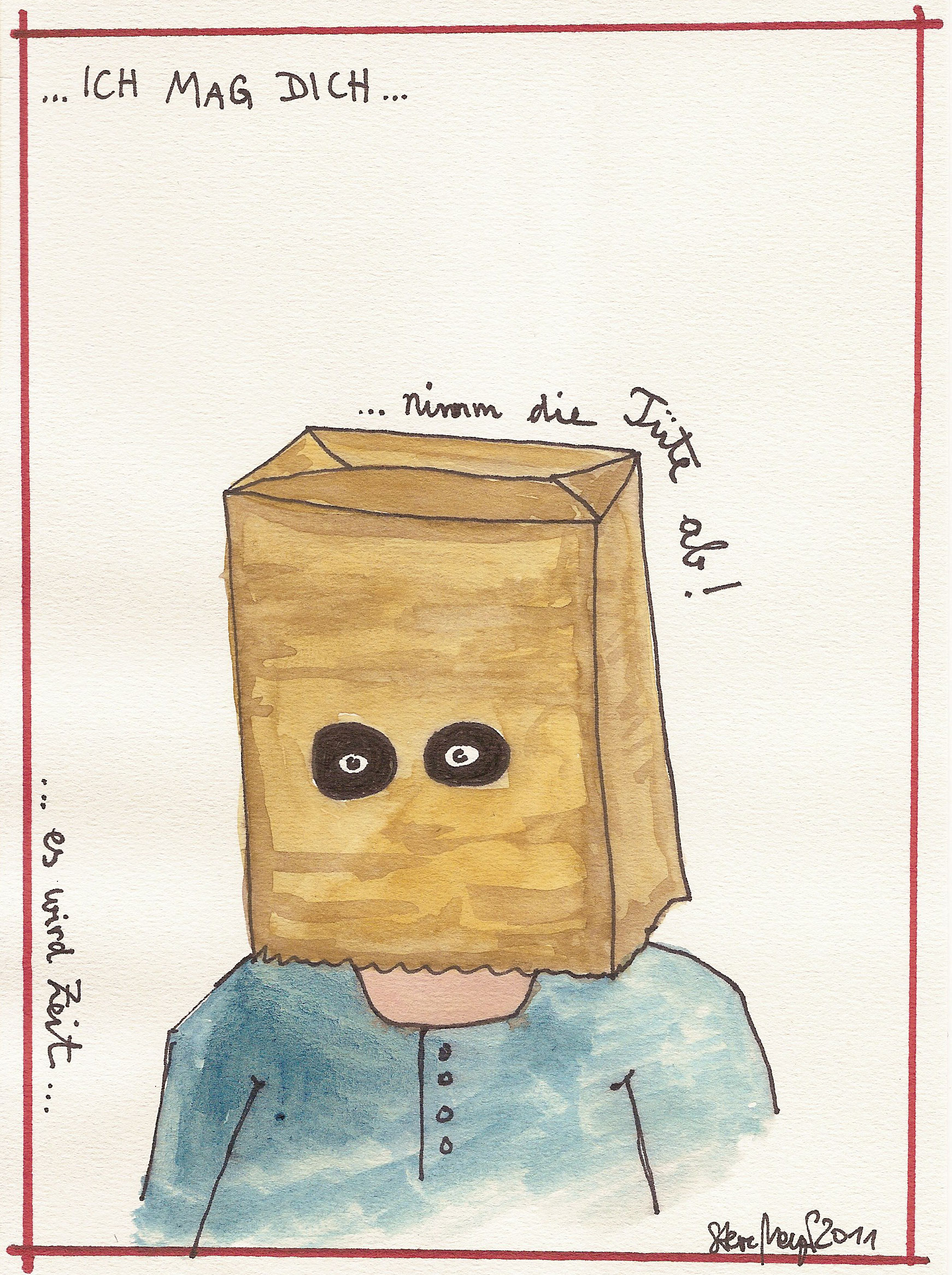 Ohne Titel, Mischtechnik auf Papier, ca. 20 cm x 15 cm, (Privatbesitz)