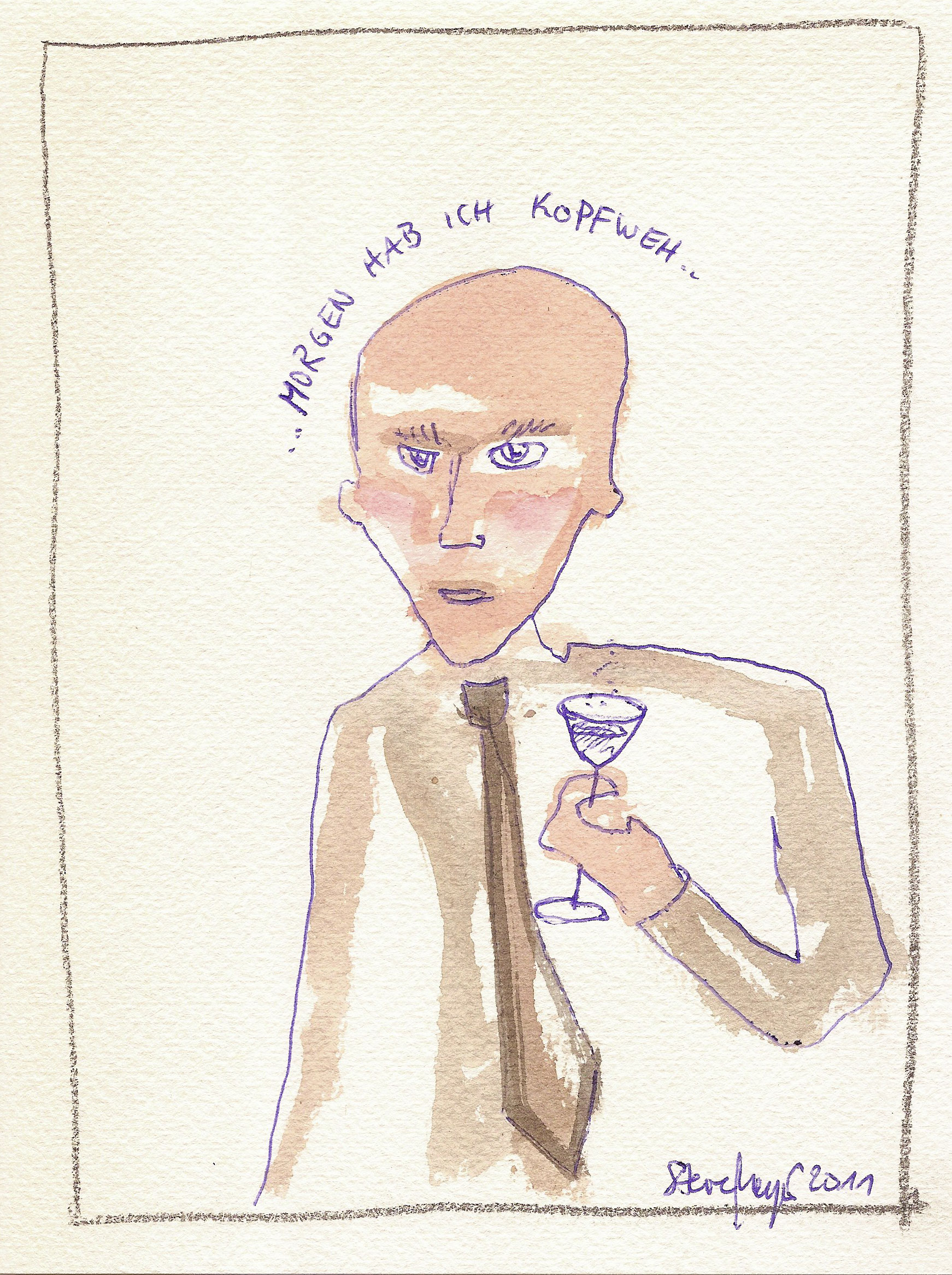 Ohne Titel, Mischtechnik auf Papier, ca. 20 cm x 15 cm, (Privatbesitz)