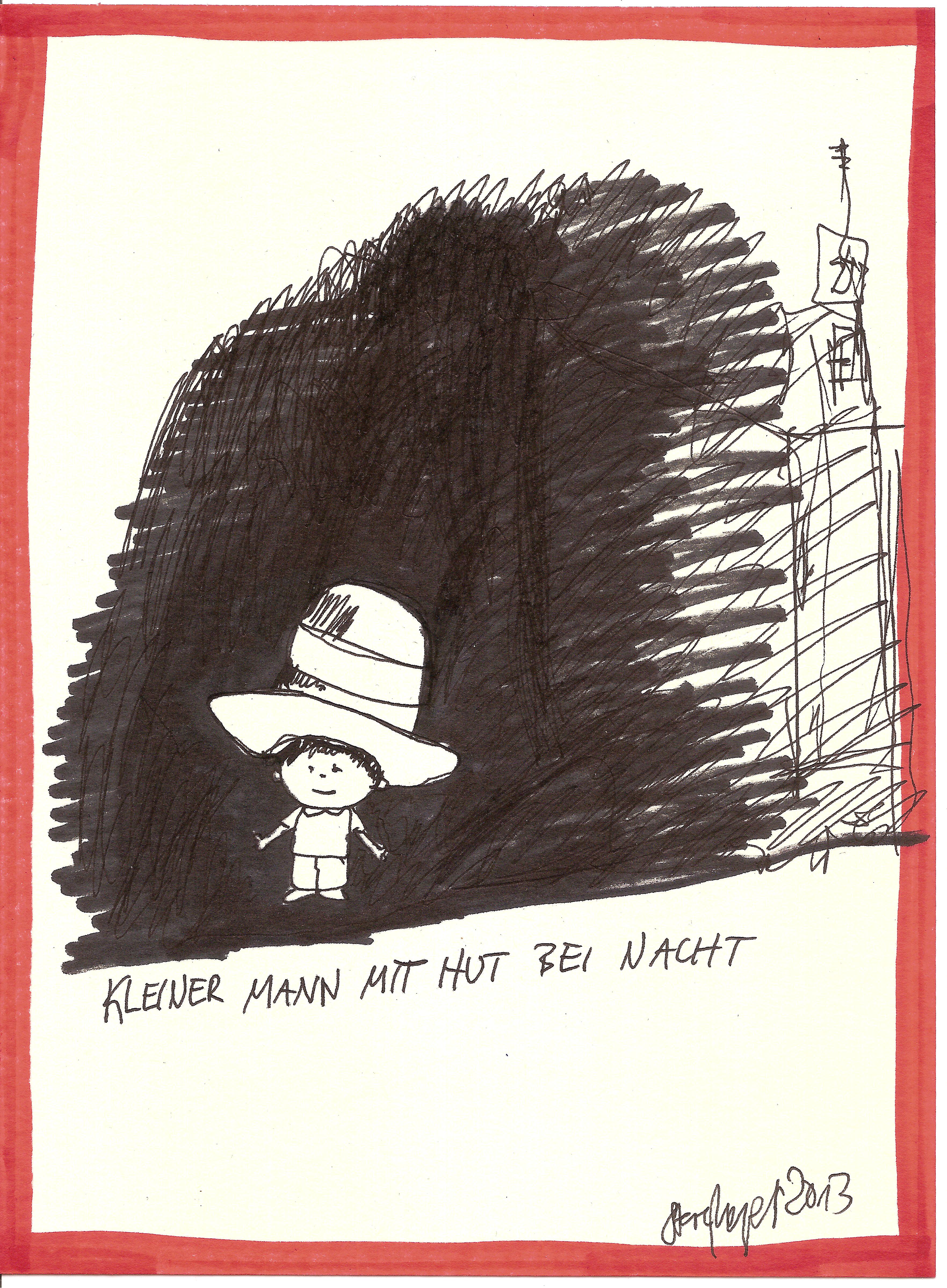 "Kleiner Mann mit Hut", Mischtechnik auf Papier, ca. 20 cm x 15 cm, Preis auf Anfrage