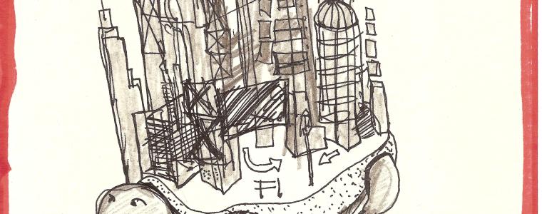 "Nicht so schnell", Mischtechnik auf Papier, ca. 20 cm x 15 cm, Privatbesitz