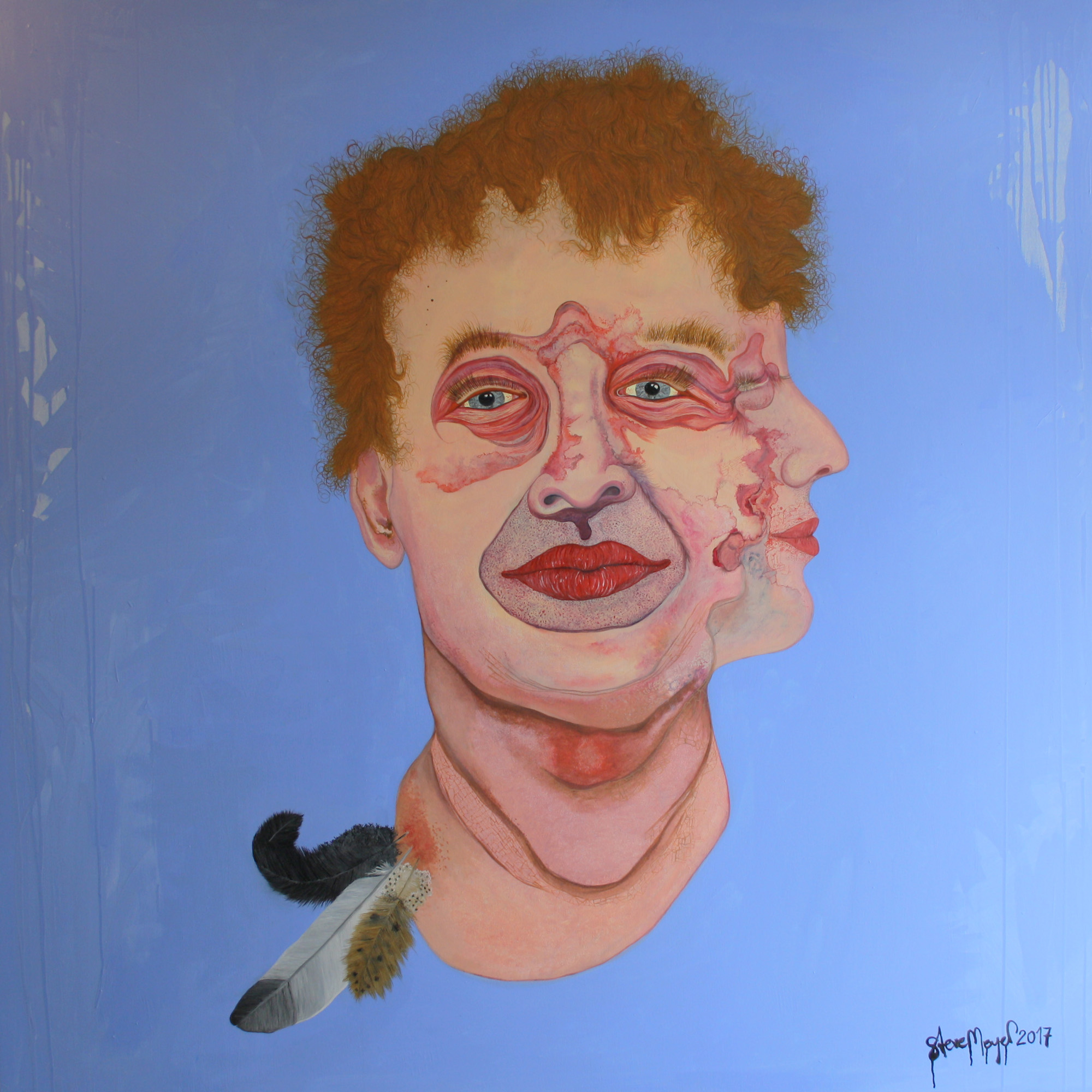 "Daniel Federfreund", Öl auf Holz, 130 cm x 130 cm, 2017, Privatbesitz