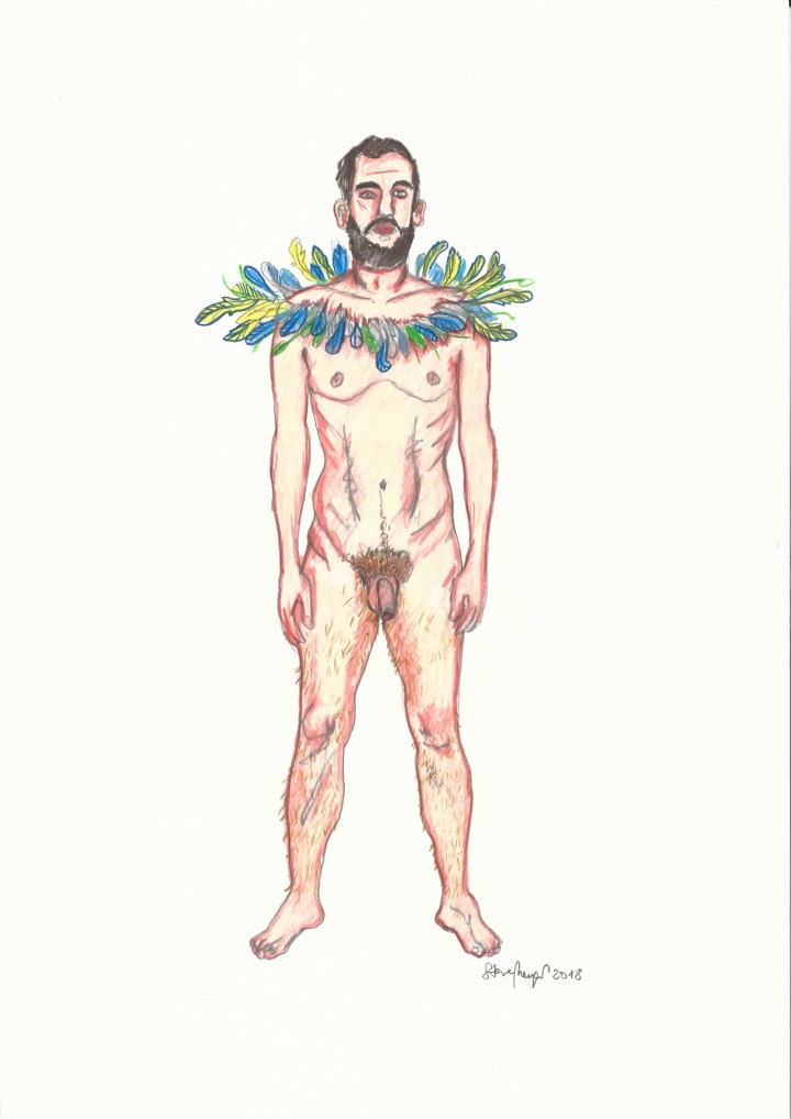 "Z3-A3-18", Buntstift/Bleistift auf Papier, 42 cm x 29,7 cm, 2018, Preis: 290.- Euro