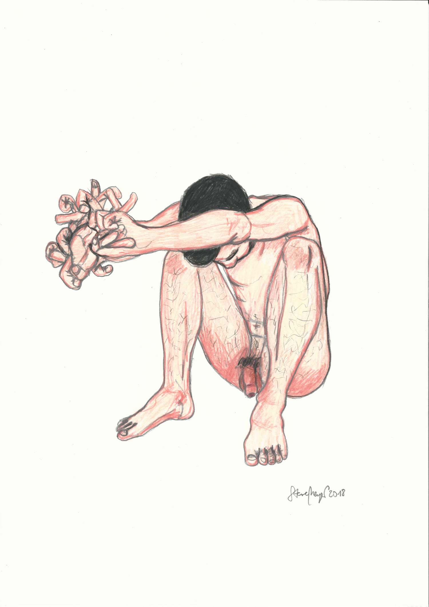 "Z6-A3-18", Buntstift/Bleistift auf Papier, 40 cm x 29,7 cm, 2018, Preis: 290.- Euro