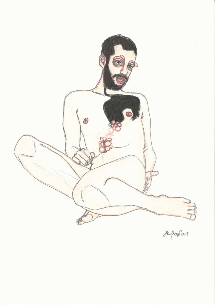 "Z8-A3-18", Buntstift/Bleistift auf Papier, 40 cm x 29,7 cm, 2018, Preis: 290.- Euro