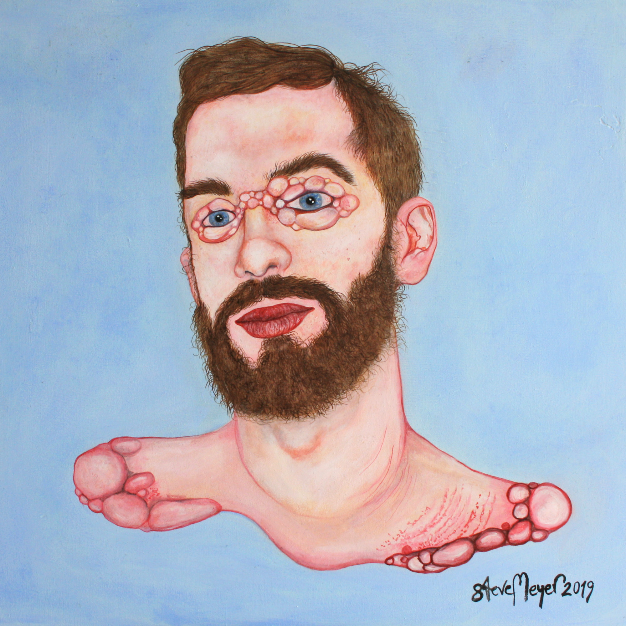 „Herr Enzo Bollapracht“, Öl auf Holz, 40 cm x 40 cm, 2019, Preis: 690.- Euro