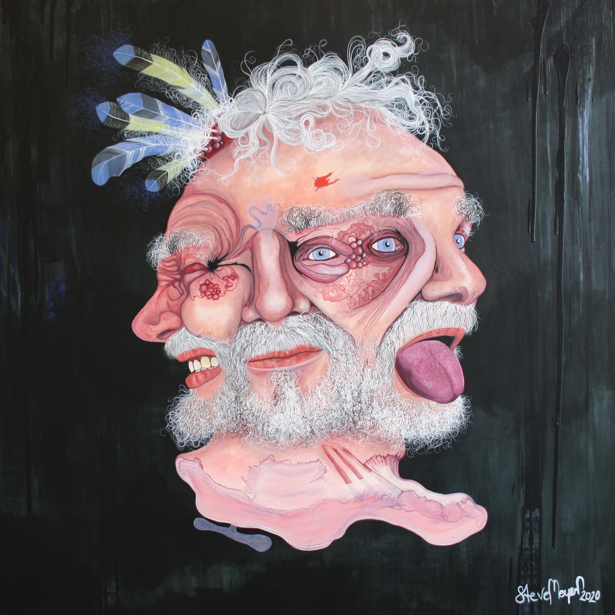 "Prof. Dr. J. F. Federpunk", Öl auf Leinwand, 100 cm x 100 cm, 2020, Privatbesitz