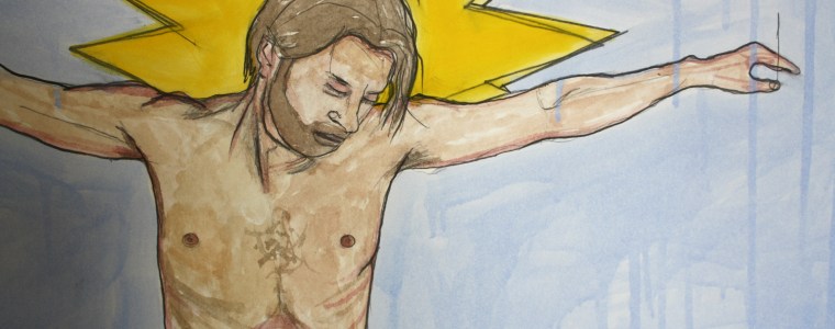 "Wir rufen dich Galaktika" (Ausschnitt), Mischtechnik auf Papier, 80 cm x 60 cm, 2020, Preis: 850.- Euro