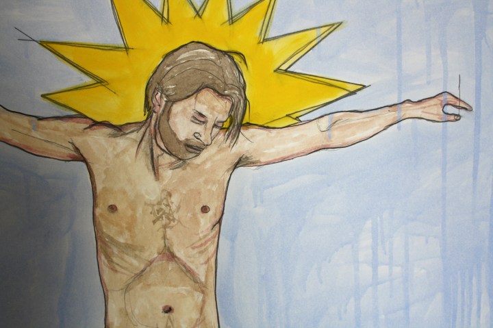 "Wir rufen dich Galaktika" (Ausschnitt), Mischtechnik auf Papier, 80 cm x 60 cm, 2020, Preis auf Anfrage