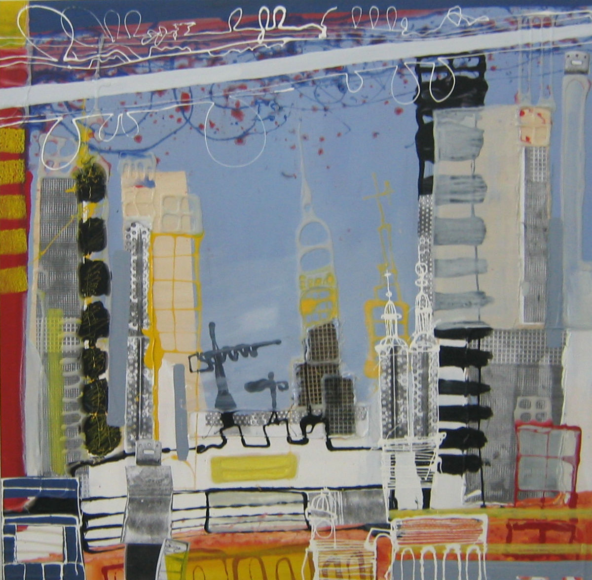 Ohne Titel, Lack, s/w Kopien, Heißkleber auf Holz, 100 cm x 100 cm, Preis: 3200.- Euro