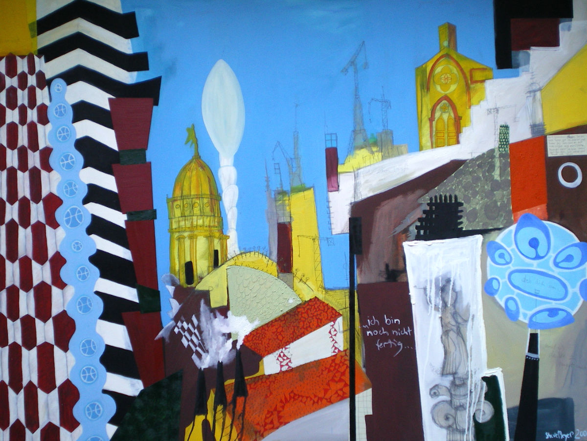 Ohne Titel, Öl/Bleistift auf Leinwand, 150 cm x 200 cm, Privatbesitz