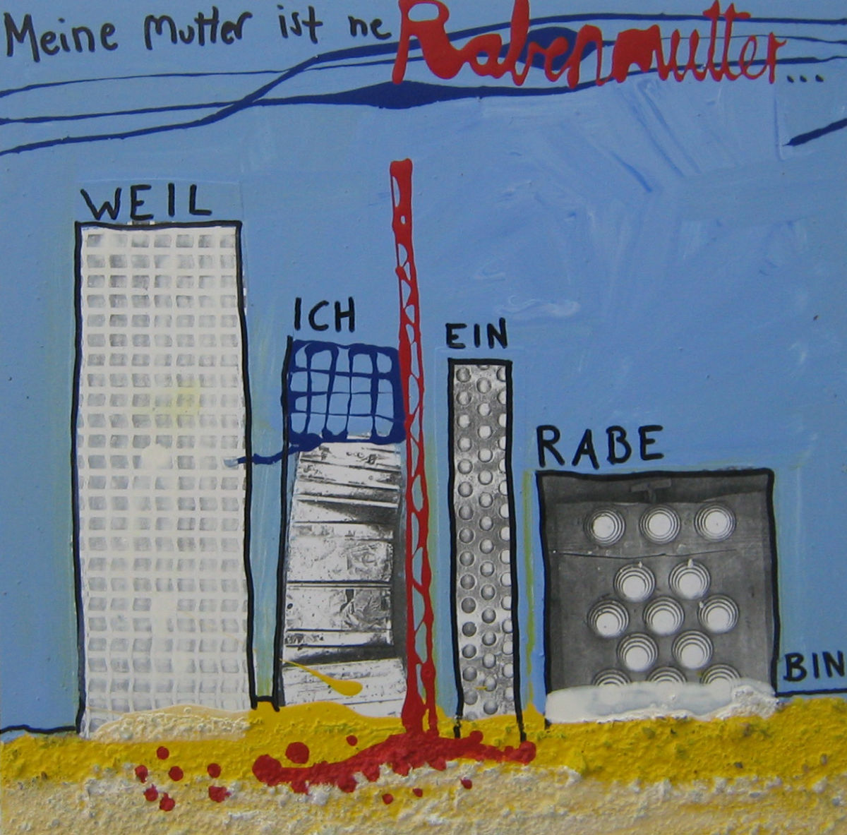 Ohne Titel, Lack, s/w Kopien auf Hartfaser, 30 cm x 30 cm, Privatbesitz